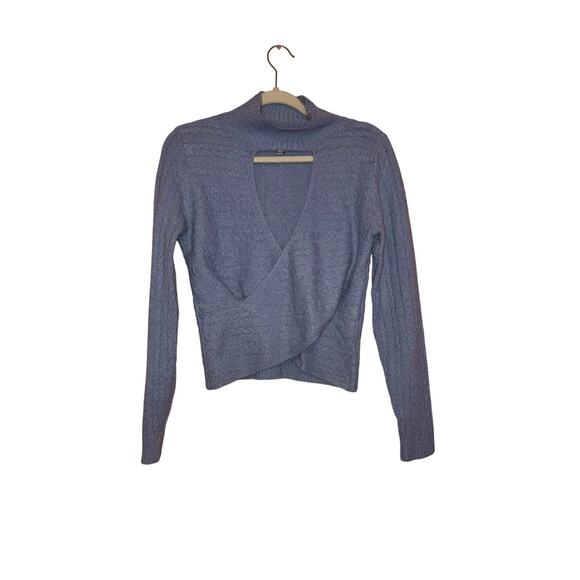 Pink Rose light blue knit cropped sweater size medium - Picture 1 of 5